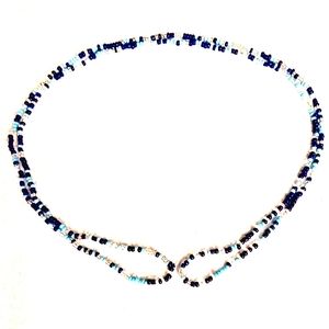 Blue and clear beaded waist beads necklace/ choker/wrap bracelet/ .